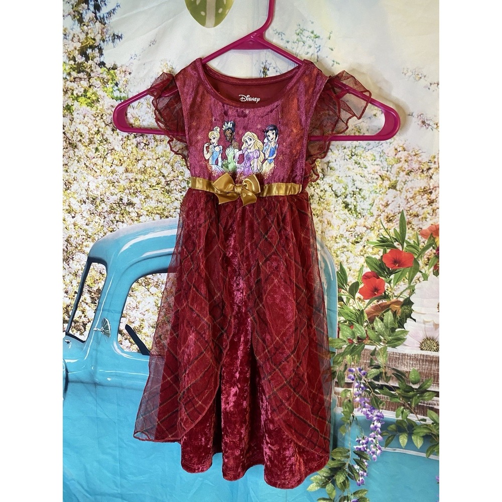 Disney Girls Burgundy and Gold Princess Nightgown
